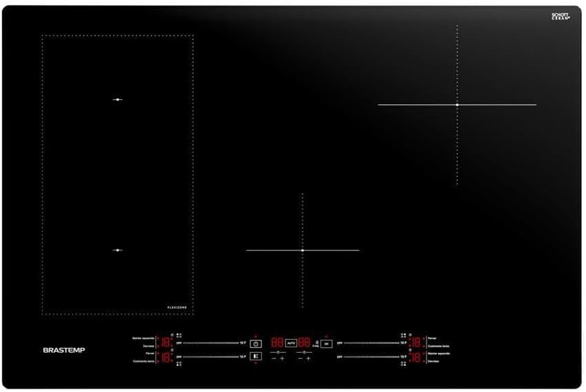 Cooktop de indução Brastemp BDJ77BE com quatro zonas e Flexizone