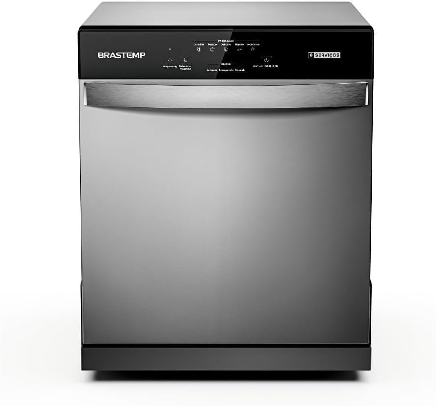  Lava-louças Brastemp BLF08BS de 8 serviços na cor cinza