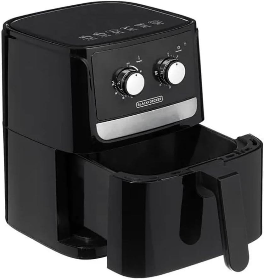Air fryer Black+Decker AFM4 com cesto quadrado antiaderente.