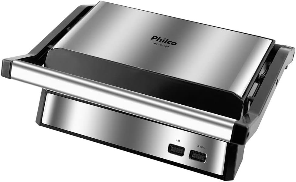 Grill e sanduicheira Philco PGR21PI com abertura de 180 graus