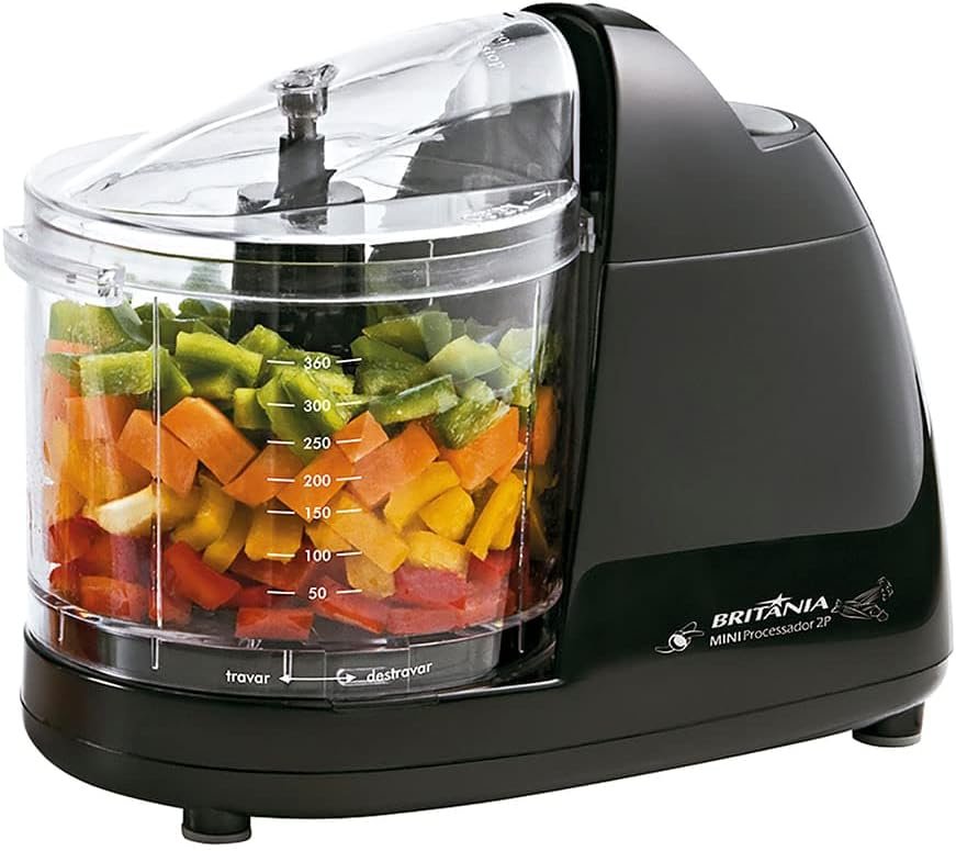 Mini processador de alimentos Britânia 2P com jarra transparente de 360 ml
