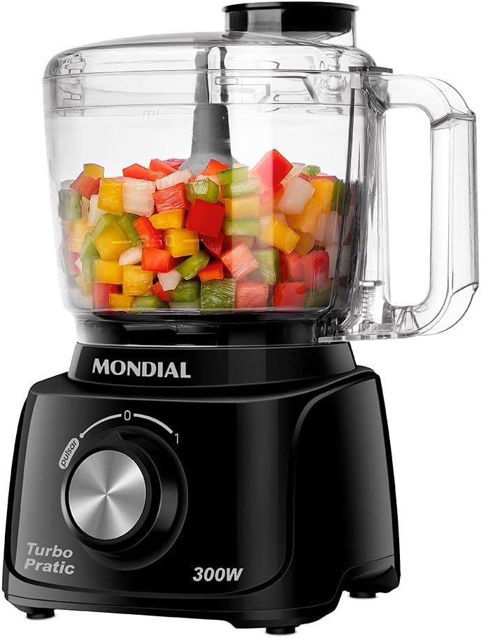 Mini processador elétrico Mondial Turbo Pratic MP-16-B de 500 ml e 300 W
