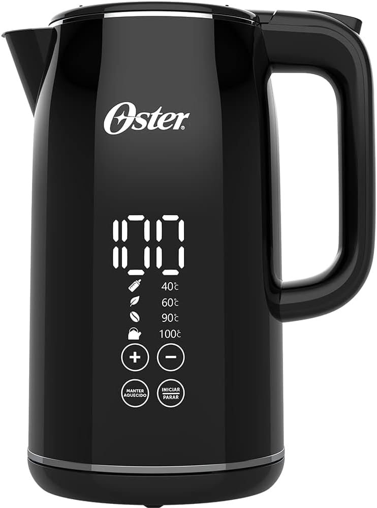 Chaleira Digital Oster Black OCEL920 de 1,7 litro com painel de controle