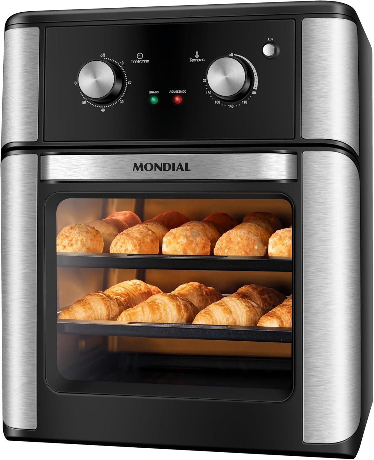 Air fryer oven Mondial AFON-12L-BI preta e inox com capacidade de 12 litros