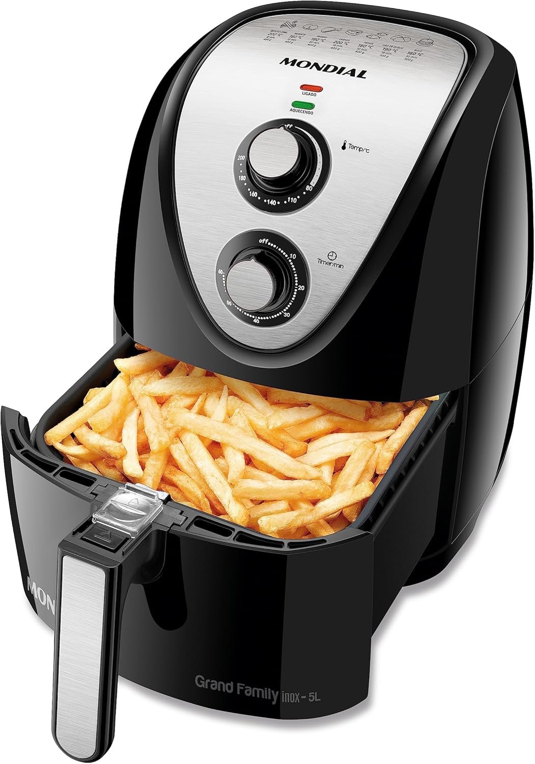 Air fryer Mondial AFN-50-BI preta e inox com cesto de 5 litros